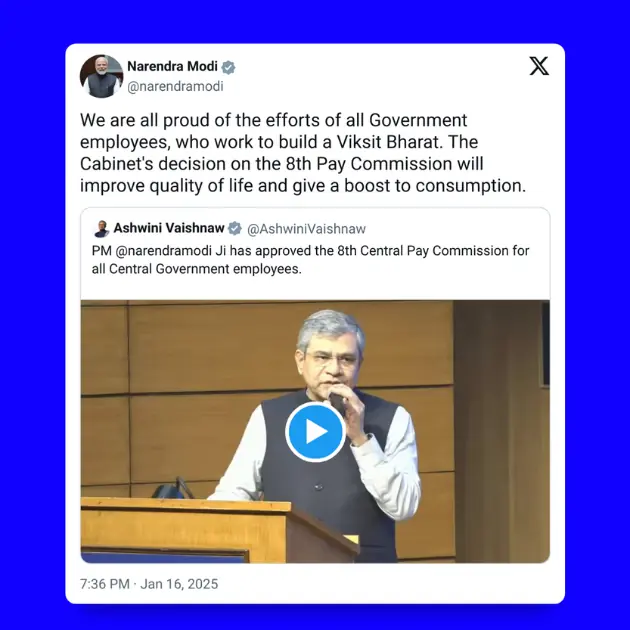 8th pay commission tweet prime minister naredra modi